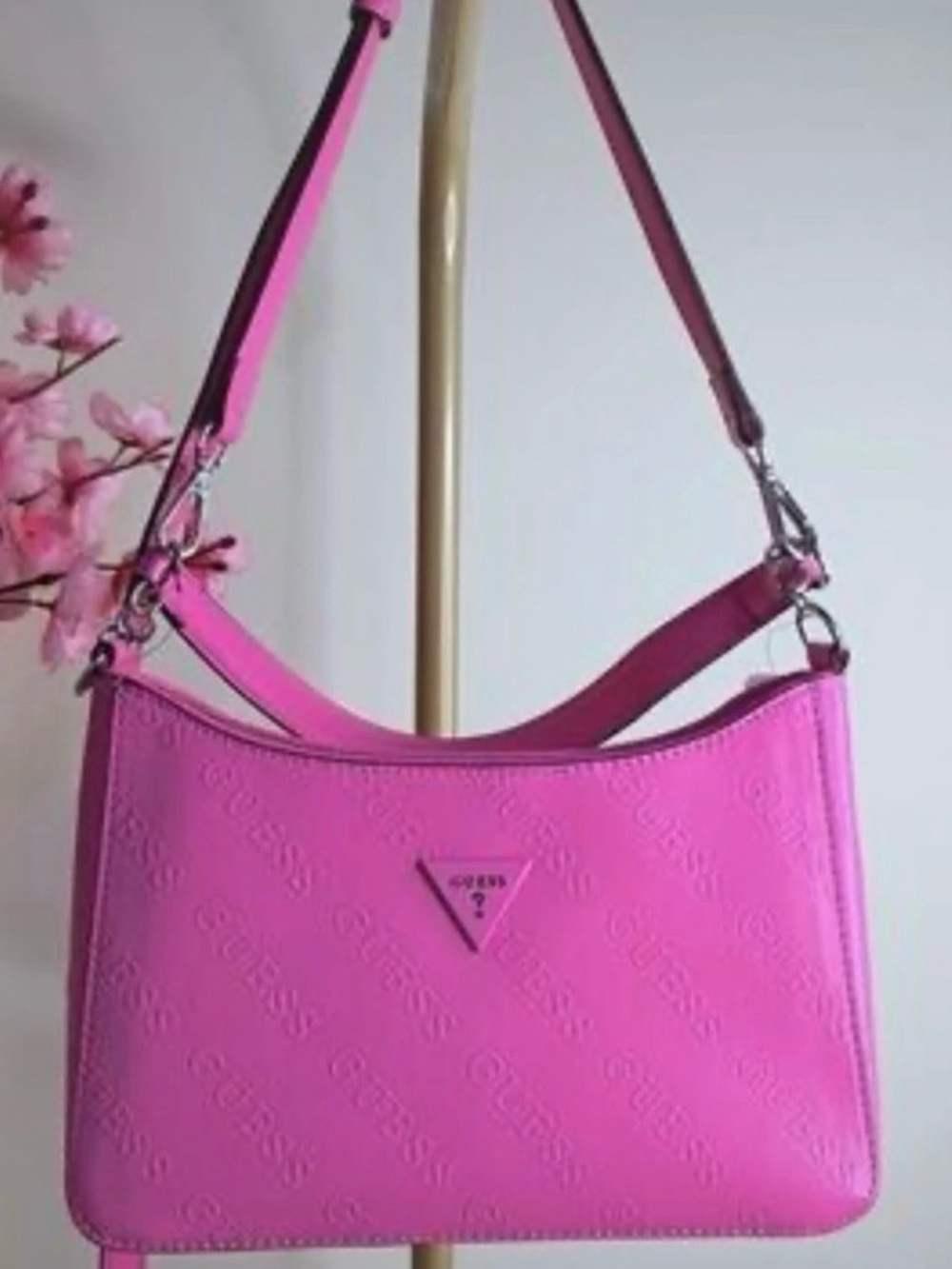 Guess Hot Pink Embossed Shoulder Bag